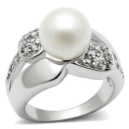 Picture of 3W182 - Brass Ring Rhodium Women Synthetic White