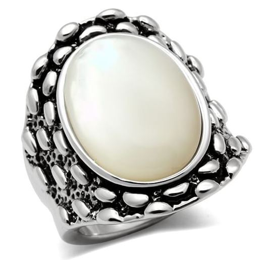 Picture of 3W186 - Brass Ring Rhodium Women Precious Stone White