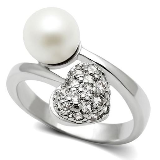 Picture of 3W192 - Brass Ring Rhodium Women Synthetic White