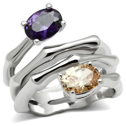 Picture of 3W224 - Brass Ring Rhodium Women AAA Grade CZ Multi Color