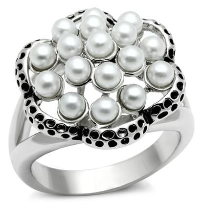 Picture of 3W232 - Brass Ring Rhodium Women Synthetic White