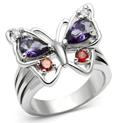 Picture of 3W233 - Brass Ring Rhodium Women AAA Grade CZ Multi Color