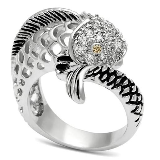 Picture of 3W234 - Brass Ring Rhodium Women AAA Grade CZ Champagne