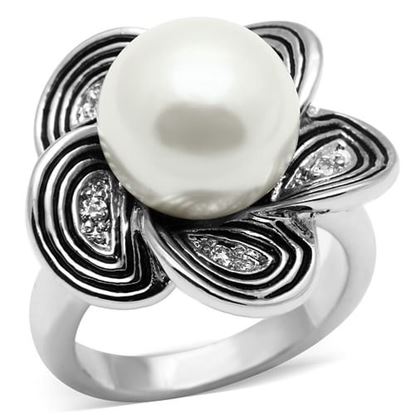 Picture of 3W240 - Brass Ring Rhodium Women Synthetic White