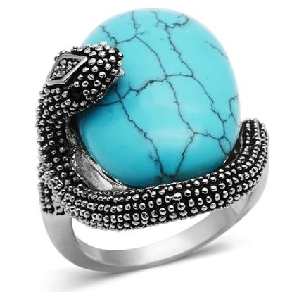 Picture of 3W255 - Brass Ring Rhodium Women Synthetic Sea Blue