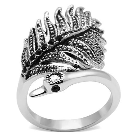 Picture of 3W258 - Brass Ring Rhodium Women Top Grade Crystal Black Diamond