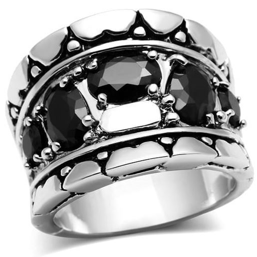 Picture of 3W262 - Brass Ring Rhodium Women AAA Grade CZ Black Diamond