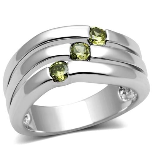 Picture of 3W289 - Brass Ring Rhodium Women AAA Grade CZ Olivine color