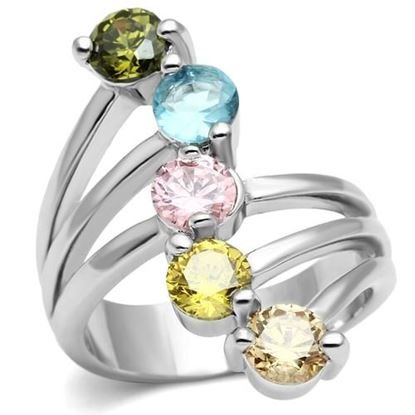 Picture of 3W291 - Brass Ring Rhodium Women AAA Grade CZ Multi Color