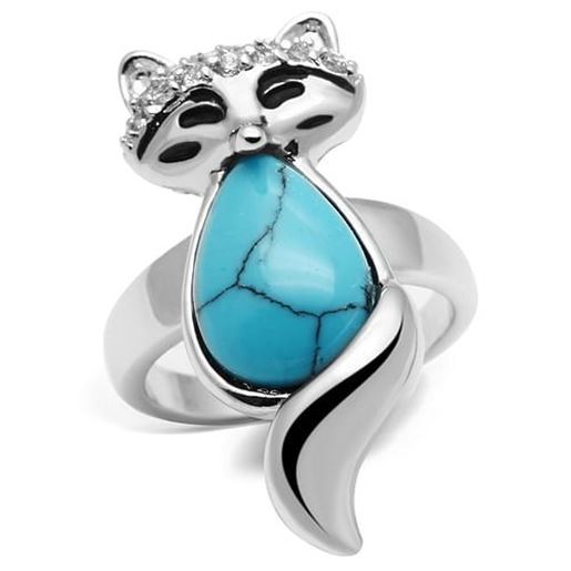 Picture of 3W295 - Brass Ring Rhodium Women Synthetic Sea Blue