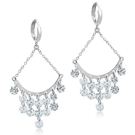 Picture of 3W300 - Brass Earrings Rhodium Women AAA Grade CZ Clear