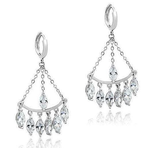 Picture of 3W301 - Brass Earrings Rhodium Women AAA Grade CZ Clear