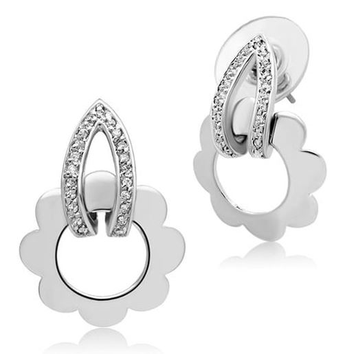 Picture of 3W302 - Brass Earrings Rhodium Women AAA Grade CZ Clear