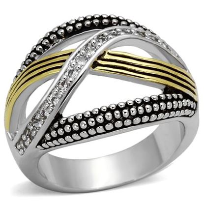 Picture of 3W305 - Brass Ring Reverse Two-Tone Women AAA Grade CZ Clear