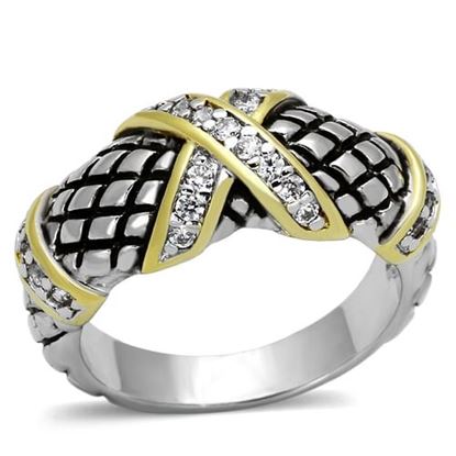 Picture of 3W314 - Brass Ring Reverse Two-Tone Women AAA Grade CZ Clear