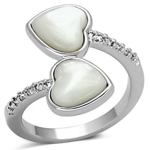 Picture of 3w317 - Brass Ring Rhodium Women Precious Stone White