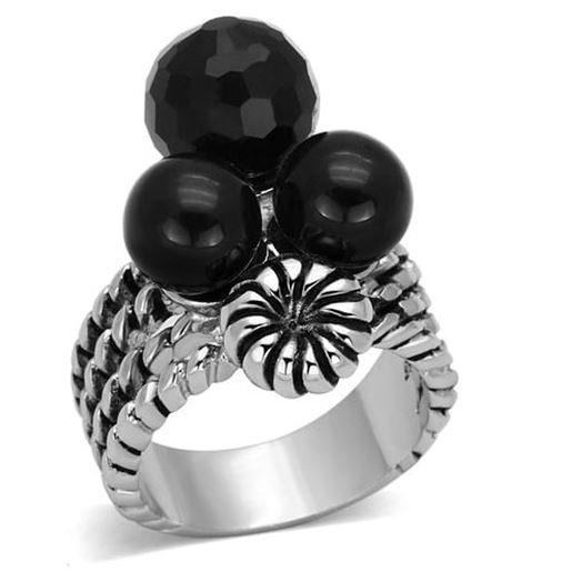 Picture of 3W330 - Brass Ring Rhodium Women AAA Grade CZ Black Diamond