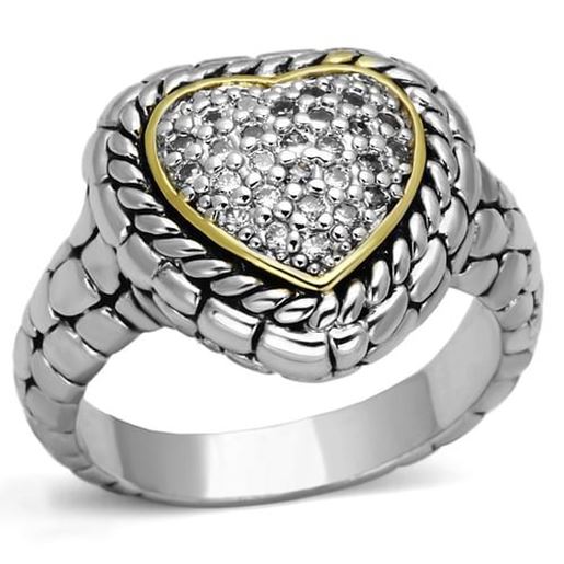 Picture of 3W333 - Brass Ring Reverse Two-Tone Women AAA Grade CZ Clear