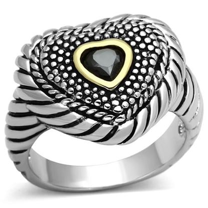 Picture of 3W334 - Brass Ring Reverse Two-Tone Women AAA Grade CZ Black Diamond