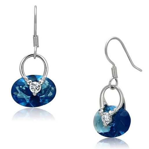 Picture of 3W338 - Brass Earrings Rhodium Women Synthetic Sea Blue