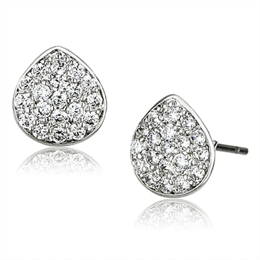 Picture of 3W352 - Brass Earrings Rhodium Women AAA Grade CZ Clear