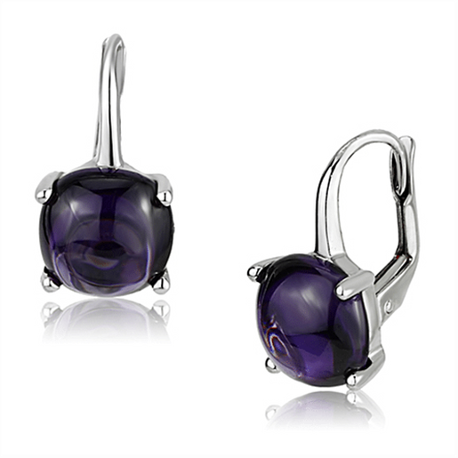 Picture of 3W353 - Brass Earrings Rhodium Women AAA Grade CZ Amethyst