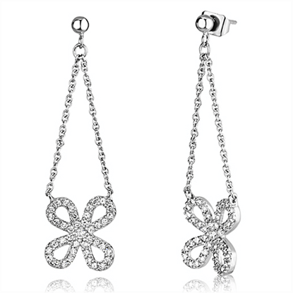 Picture of 3W354 - Brass Earrings Rhodium Women AAA Grade CZ Clear