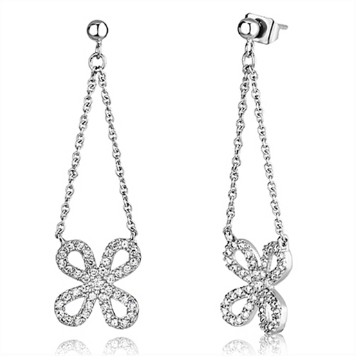 Picture of 3W354 - Brass Earrings Rhodium Women AAA Grade CZ Clear