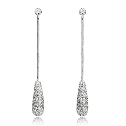 Picture of 3W355 - Brass Earrings Rhodium Women AAA Grade CZ Clear