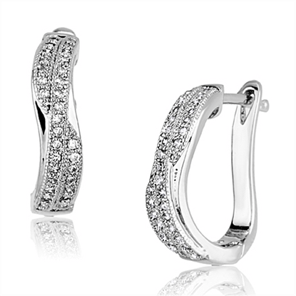 Picture of 3W358 - Brass Earrings Rhodium Women AAA Grade CZ Clear