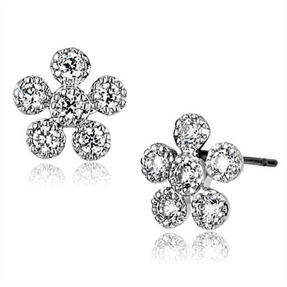 Picture of 3W359 - Brass Earrings Rhodium Women AAA Grade CZ Clear