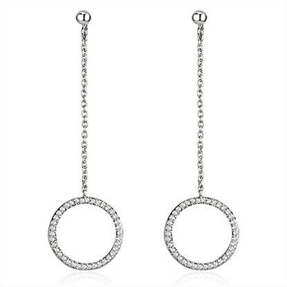 Picture of 3W364 - Brass Earrings Rhodium Women AAA Grade CZ Clear