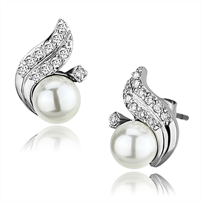 Picture of 3W365 - Brass Earrings Rhodium Women Synthetic White