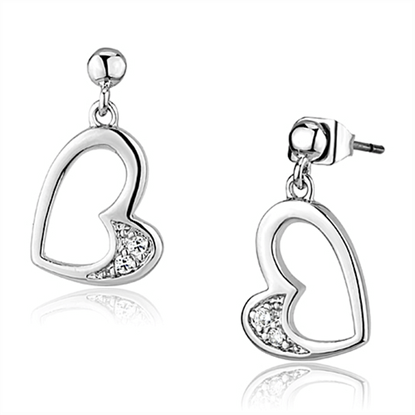 Picture of 3W368 - Brass Earrings Rhodium Women AAA Grade CZ Clear