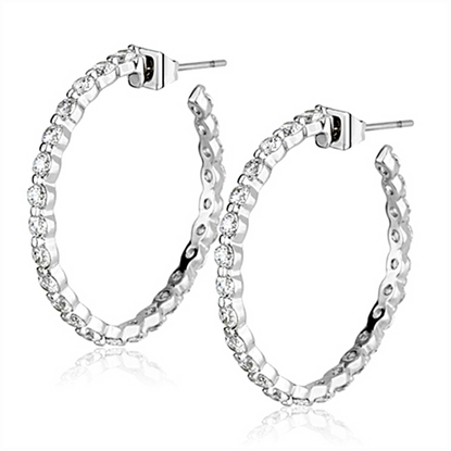 Picture of 3W370 - Brass Earrings Rhodium Women AAA Grade CZ Clear