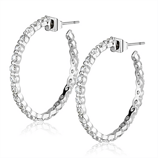 Picture of 3W370 - Brass Earrings Rhodium Women AAA Grade CZ Clear