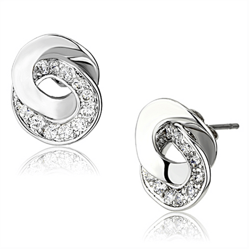 Picture of 3W376 - Brass Earrings Rhodium Women AAA Grade CZ Clear