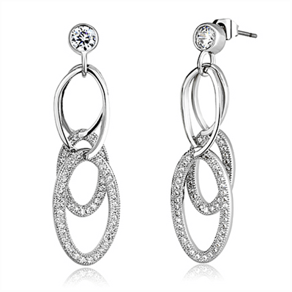 Picture of 3W379 - Brass Earrings Rhodium Women AAA Grade CZ Clear