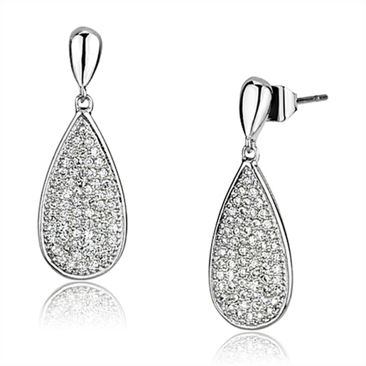 Picture of 3W380 - Brass Earrings Rhodium Women AAA Grade CZ Clear