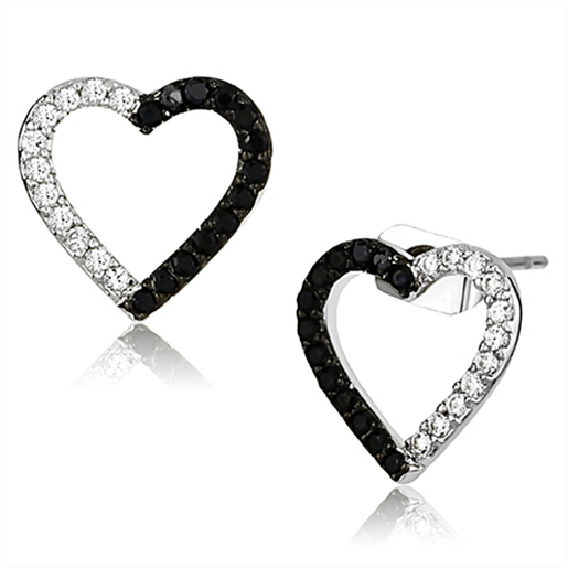 Picture of 3W381 - Brass Earrings Rhodium + Ruthenium Women AAA Grade CZ Jet