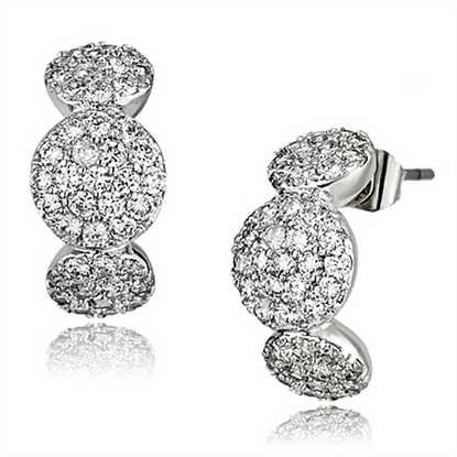 Picture of 3W390 - Brass Earrings Rhodium Women AAA Grade CZ Clear