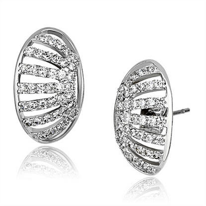 Picture of 3W393 - Brass Earrings Rhodium Women AAA Grade CZ Clear