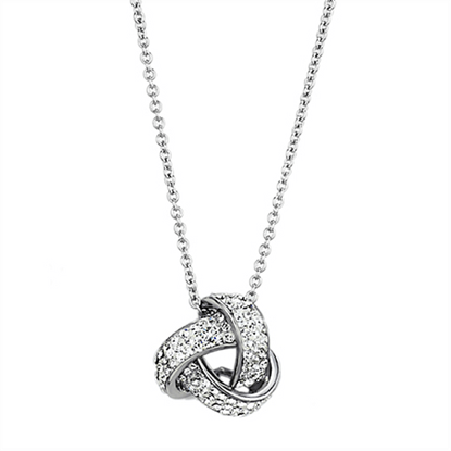 Picture of 3W408 - Brass Necklace Rhodium Women Top Grade Crystal Clear