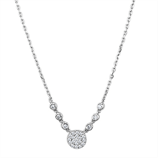 Picture of 3W417 - Brass Necklace Rhodium Women AAA Grade CZ Clear