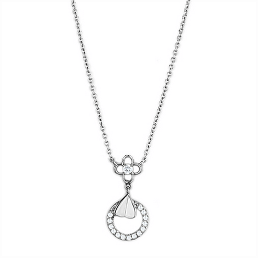 Picture of 3W419 - Brass Necklace Rhodium Women AAA Grade CZ Clear