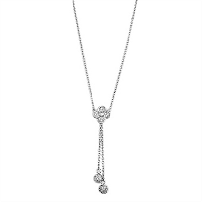 Picture of 3W424 - Brass Necklace Rhodium Women AAA Grade CZ Clear