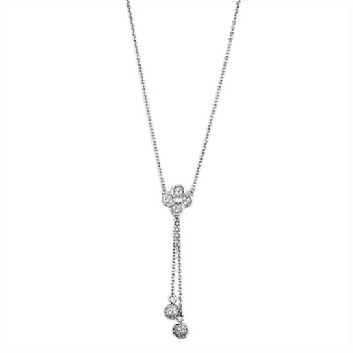 Picture of 3W424 - Brass Necklace Rhodium Women AAA Grade CZ Clear