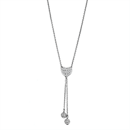 Picture of 3W428 - Brass Necklace Rhodium Women AAA Grade CZ Clear