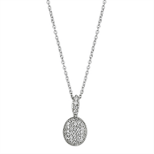 Picture of 3W432 - Brass Necklace Rhodium Women AAA Grade CZ Clear