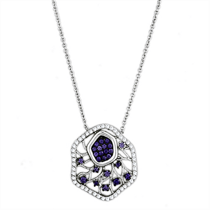 Picture of 3W438 - Brass Necklace Rhodium + Ruthenium Women AAA Grade CZ Amethyst